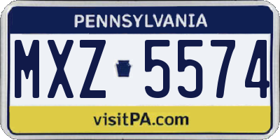 PA license plate MXZ5574