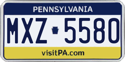 PA license plate MXZ5580