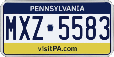 PA license plate MXZ5583