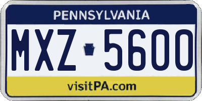 PA license plate MXZ5600