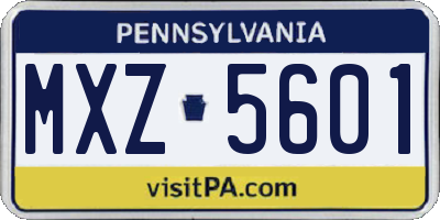 PA license plate MXZ5601