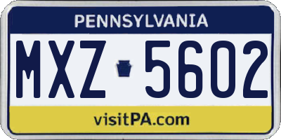 PA license plate MXZ5602