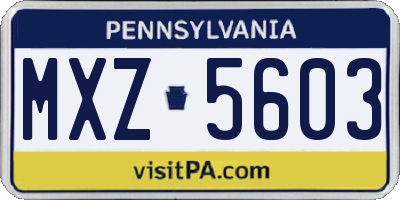 PA license plate MXZ5603