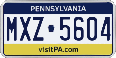PA license plate MXZ5604