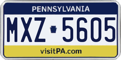 PA license plate MXZ5605
