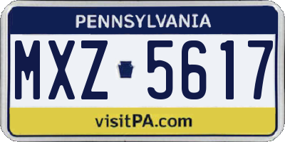 PA license plate MXZ5617