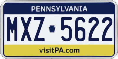 PA license plate MXZ5622