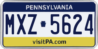 PA license plate MXZ5624