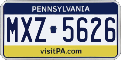 PA license plate MXZ5626
