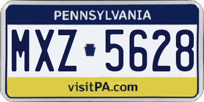 PA license plate MXZ5628