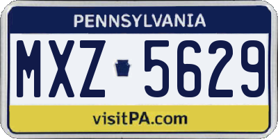 PA license plate MXZ5629
