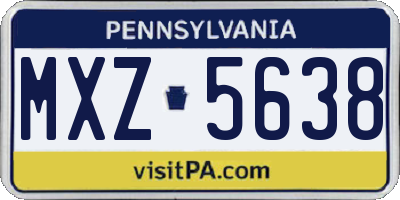 PA license plate MXZ5638