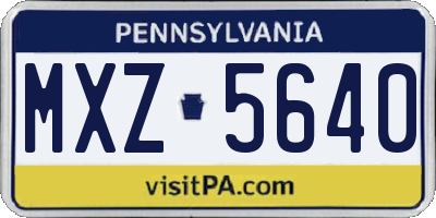 PA license plate MXZ5640