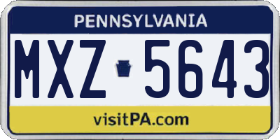 PA license plate MXZ5643
