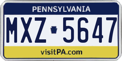 PA license plate MXZ5647