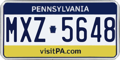 PA license plate MXZ5648