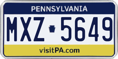 PA license plate MXZ5649