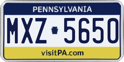 PA license plate MXZ5650