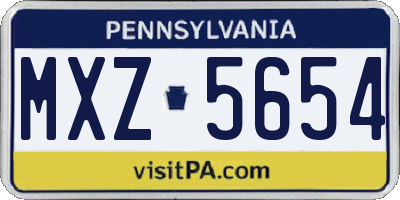PA license plate MXZ5654