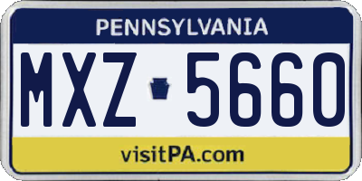 PA license plate MXZ5660