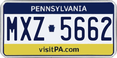 PA license plate MXZ5662