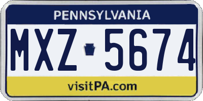 PA license plate MXZ5674