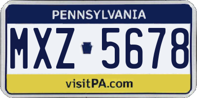 PA license plate MXZ5678