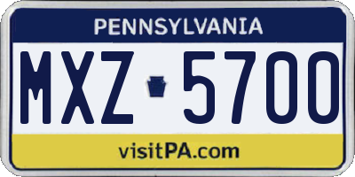 PA license plate MXZ5700