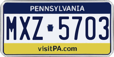 PA license plate MXZ5703