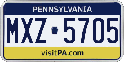 PA license plate MXZ5705