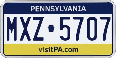 PA license plate MXZ5707