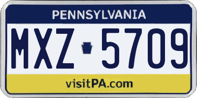 PA license plate MXZ5709