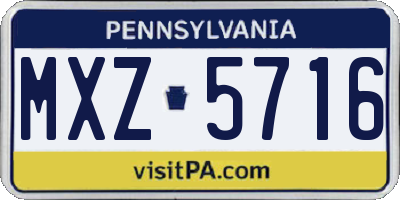 PA license plate MXZ5716