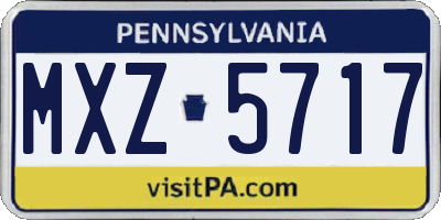 PA license plate MXZ5717