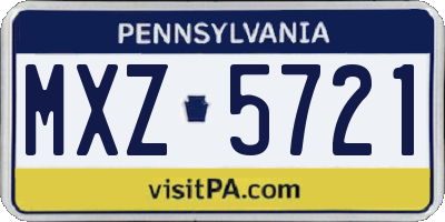 PA license plate MXZ5721