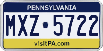 PA license plate MXZ5722