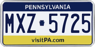PA license plate MXZ5725