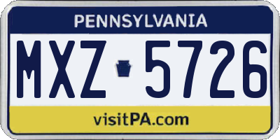 PA license plate MXZ5726