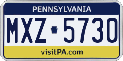 PA license plate MXZ5730