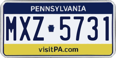 PA license plate MXZ5731