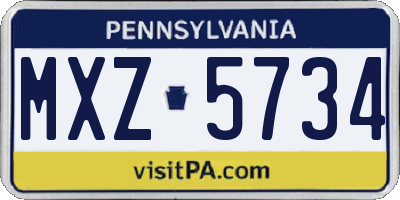 PA license plate MXZ5734