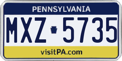 PA license plate MXZ5735