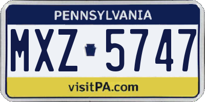 PA license plate MXZ5747