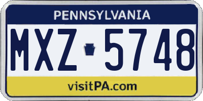 PA license plate MXZ5748