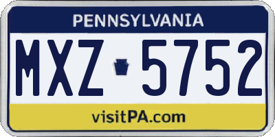 PA license plate MXZ5752
