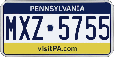 PA license plate MXZ5755