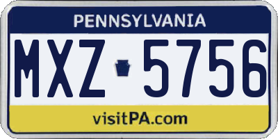 PA license plate MXZ5756