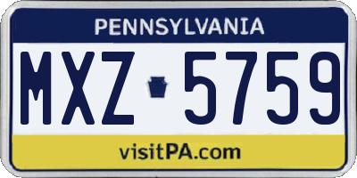 PA license plate MXZ5759
