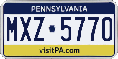 PA license plate MXZ5770