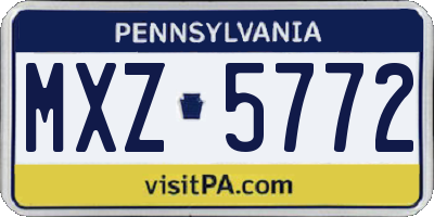 PA license plate MXZ5772